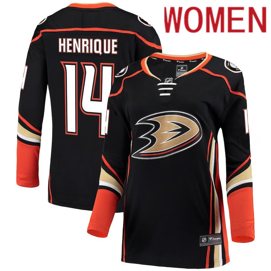 Women Anaheim Ducks 14 Adam Henrique Fanatics Branded Black Breakaway NHL Jersey